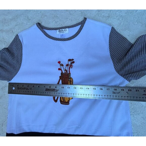 Adolfo Sport Womens Embroidered Golf Top Small White Red Long Sleeve Lightweight - Picture 6 of 8